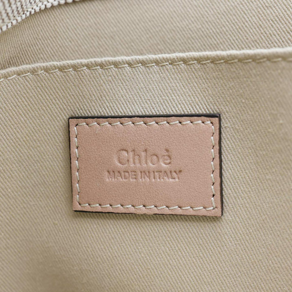 CHLOE Woody Linen Canvas Tote Bag Beige