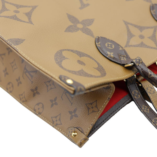 LOUIS VUITTON Onthego GM Giant Monogram Reverse Canvas Tote Bag Brown