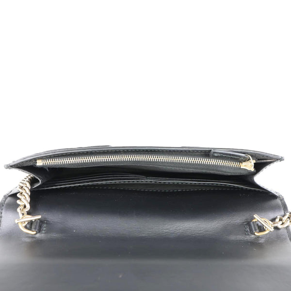 GUCCI Signature Bowy Emblem Mini GG Leather Wallet On Chain Black 431408