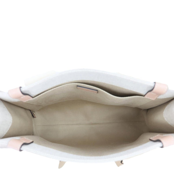 CHLOE Woody Linen Canvas Tote Bag Beige