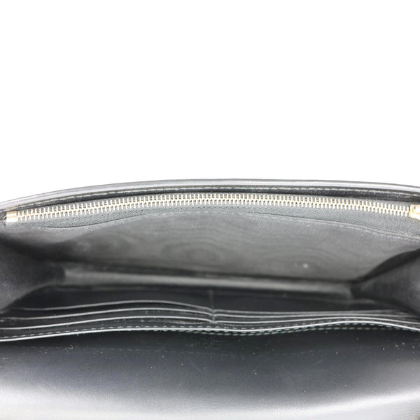 GUCCI Signature Bowy Emblem Mini GG Leather Wallet On Chain Black 431408