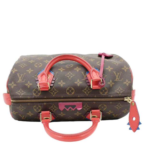 LOUIS VUITTON Totem Speedy 30 Monogram Canvas Satchel Bag Flamingo Pink
