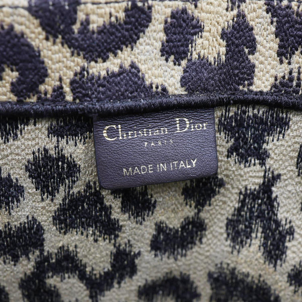 CHRISTIAN DIOR Book Large Leopard Mizza Embroidered Tote Bag Beige