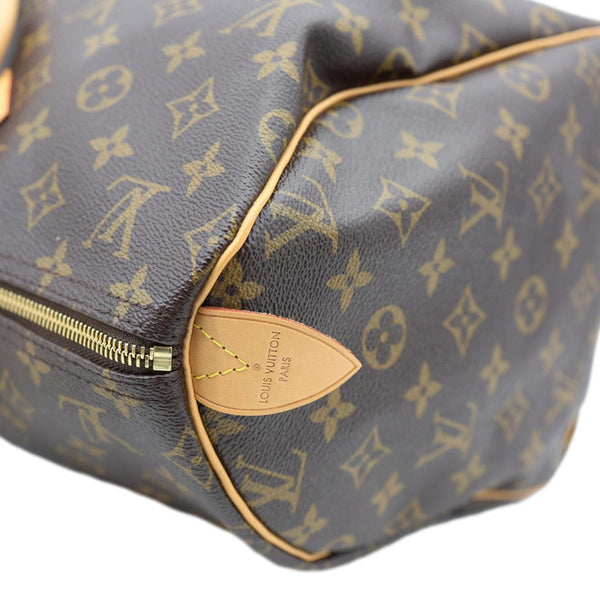 LOUIS VUITTON Speedy 40 Monogram Canvas Satchel Bag Brown