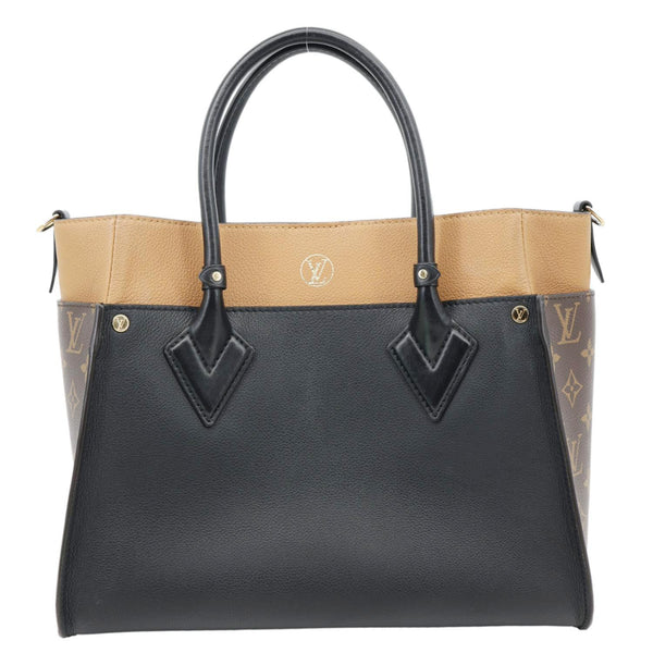 LOUIS VUITTON On My Side MM Leather Monogram Canvas Shoulder Bag Black