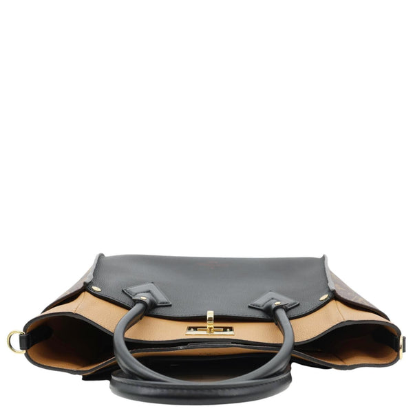 LOUIS VUITTON On My Side MM Leather Monogram Canvas Shoulder Bag Black