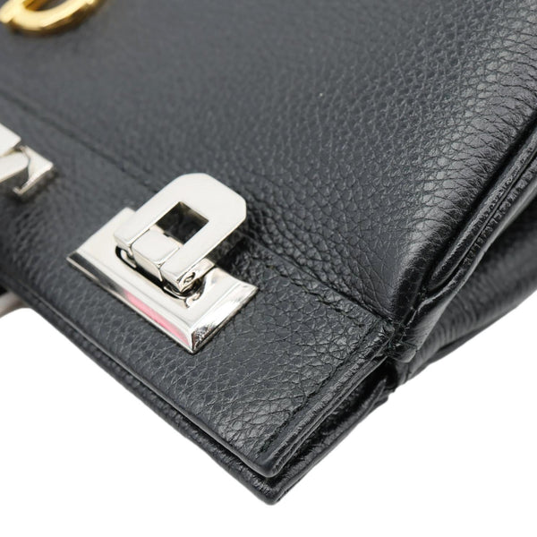 GUCCI Zumi Medium Leather Top Handle Shoulder Bag Black 564714