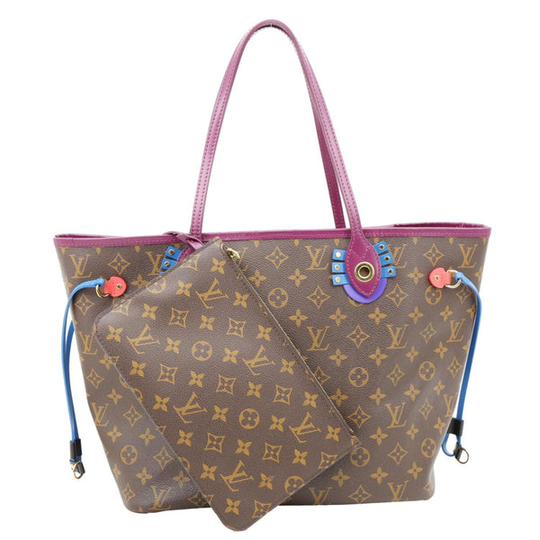 LOUIS VUITTON Neverfull MM Totem Monogram Canvas Shoulder Bag Magenta