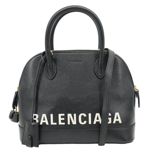 BALENCIAGA Ville Top Handle Small Grained Leather Crossbody Bag Black