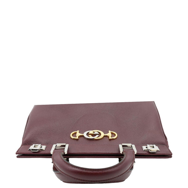 GUCCI Zumi Medium Leather Top Handle Shoulder Bag Burgundy 564714