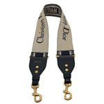 CHRISTIAN DIOR Embroidered Oblique Canvas Shoulder Strap Black
