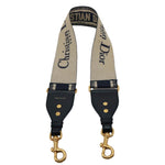 CHRISTIAN DIOR Embroidered Oblique Canvas Shoulder Strap Black