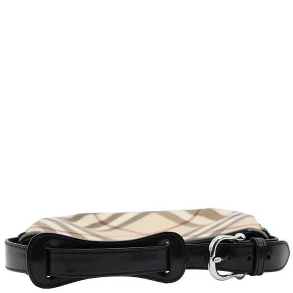 BURBERRY Nova Check Canvas Hobo Bag Black