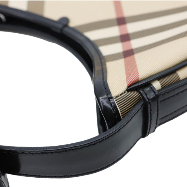 BURBERRY Nova Check Canvas Hobo Bag Black