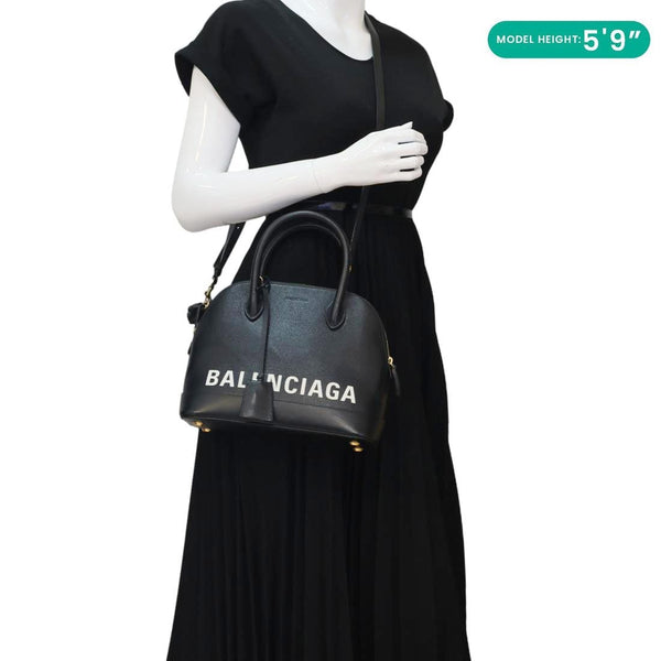 BALENCIAGA Ville Top Handle Small Grained Leather Crossbody Bag Black
