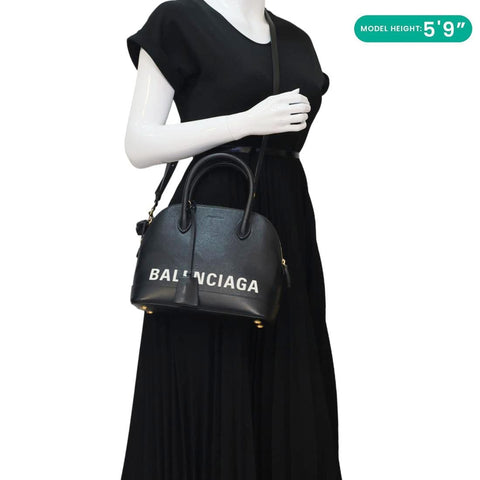 BALENCIAGA Ville Top Handle Small Grained Leather Crossbody Bag Black