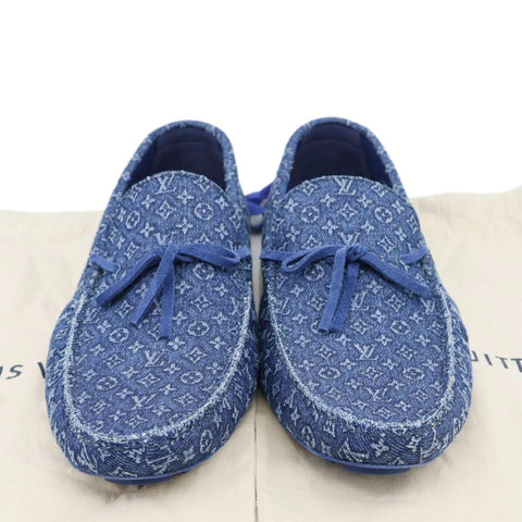 LOUIS VUITTON Driver Moccasin Monogram Denim Loafers Blue