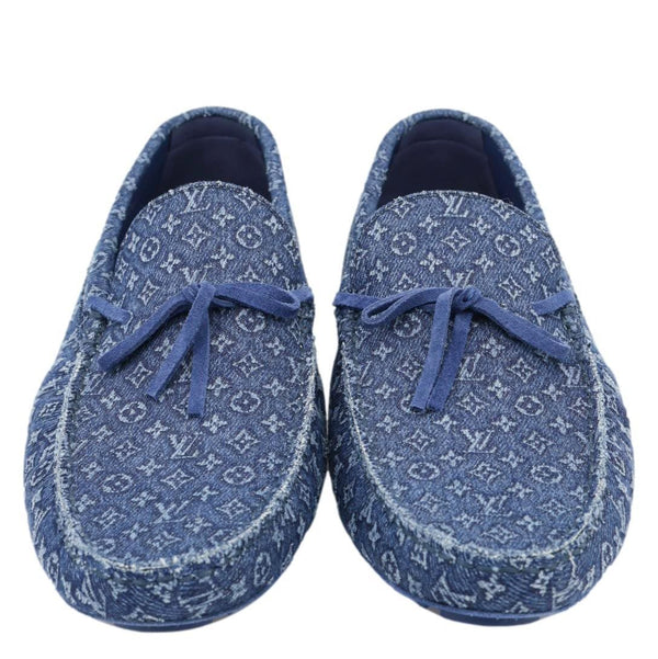 LOUIS VUITTON Driver Moccasin Monogram Denim Loafers Blue