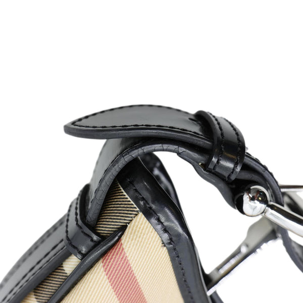 BURBERRY Nova Check Canvas Hobo Bag Black