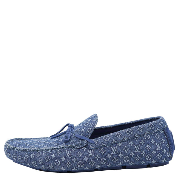 LOUIS VUITTON Driver Moccasin Monogram Denim Loafers Blue