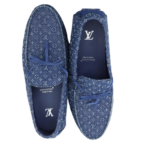 LOUIS VUITTON Driver Moccasin Monogram Denim Loafers Blue
