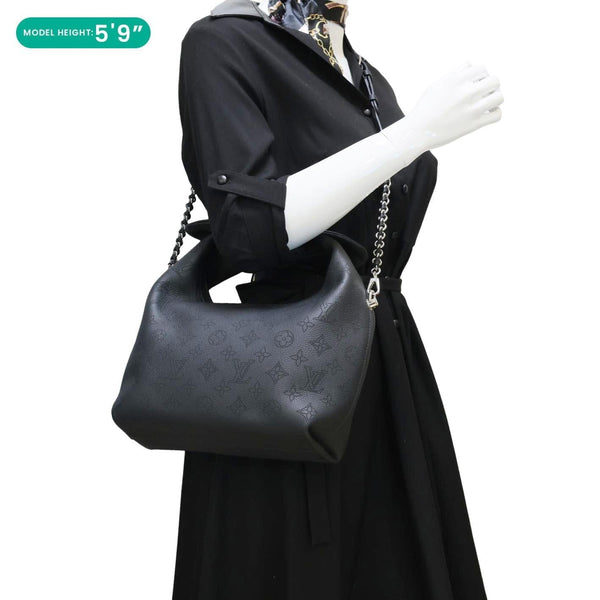 LOUIS VUITTON Why Knot MM Monogram Mahina Leather Shoulder Bag Black