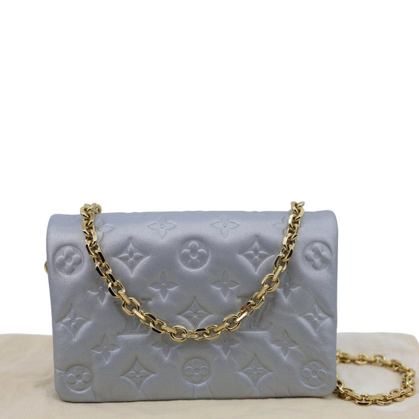 LOUIS VUITTON Coussin Pochette Embossed Leather Crossbody Bag Silver