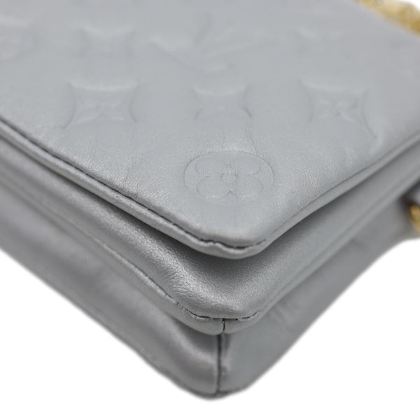 LOUIS VUITTON Coussin Pochette Embossed Leather Crossbody Bag Silver