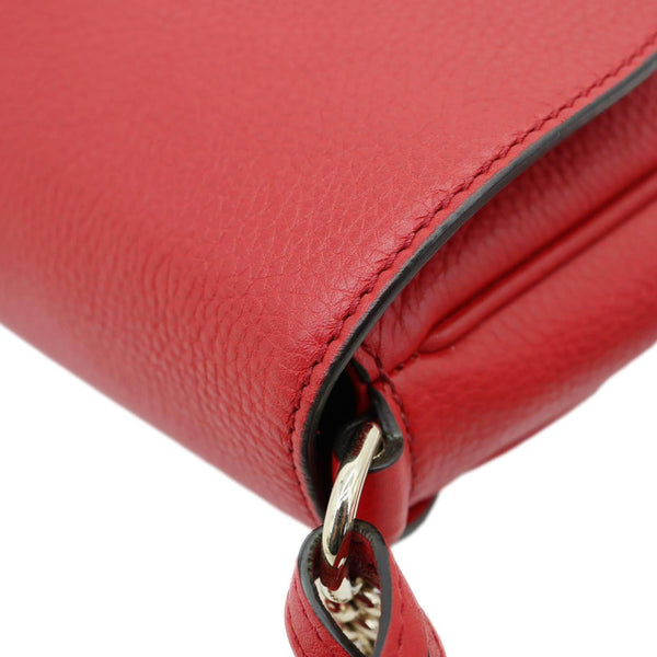 GUCCI GG Soho Tassel Chain Leather Crossbody Bag Red 336752