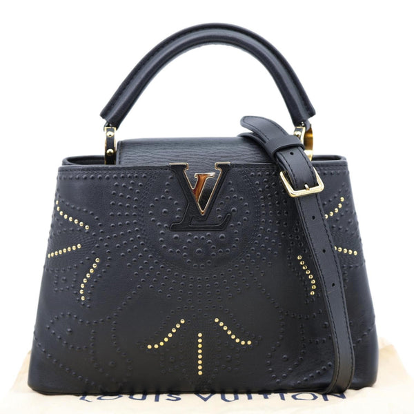 LOUIS VUITTON Capucines BB Trunk Lotus Leather Satchel Crossbody Bag Black