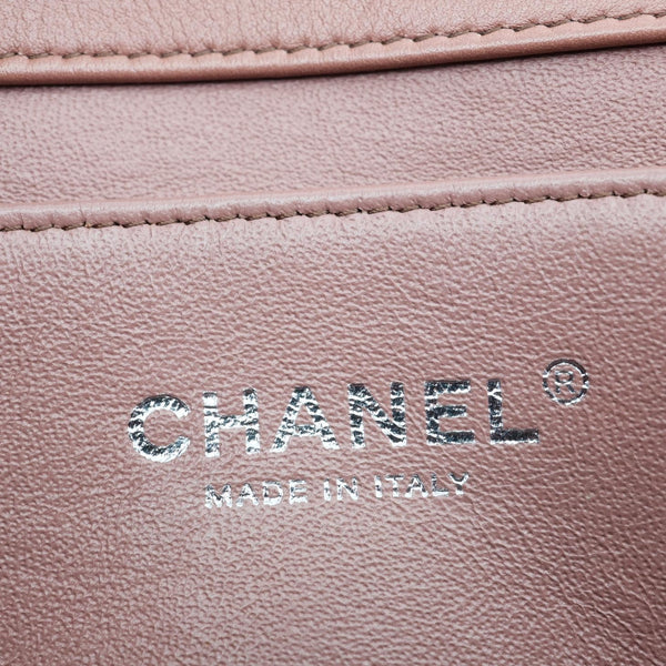 CHANEL Classic Flap Quilted Striated Patent Leather Shoulder Bag Bronze