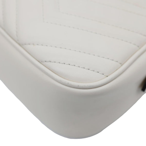 GUCCI GG Marmont Small Matelasse Chevron Leather Camera Bag White 447632