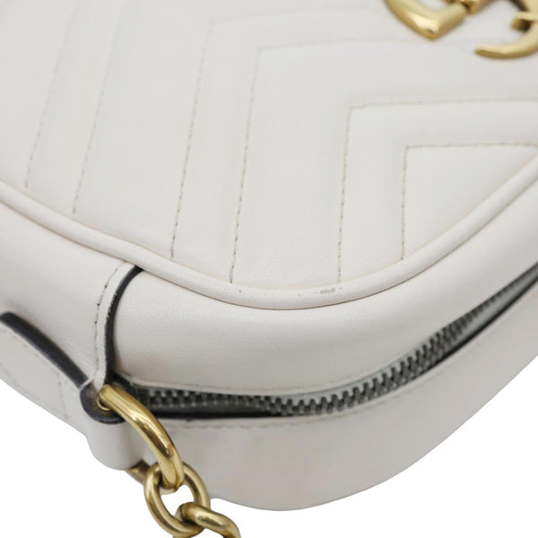 GUCCI GG Marmont Small Matelasse Chevron Leather Camera Bag White 447632