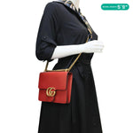 GUCCI Interlocking GG Small Leather Chain Shoulder Bag Red 431384