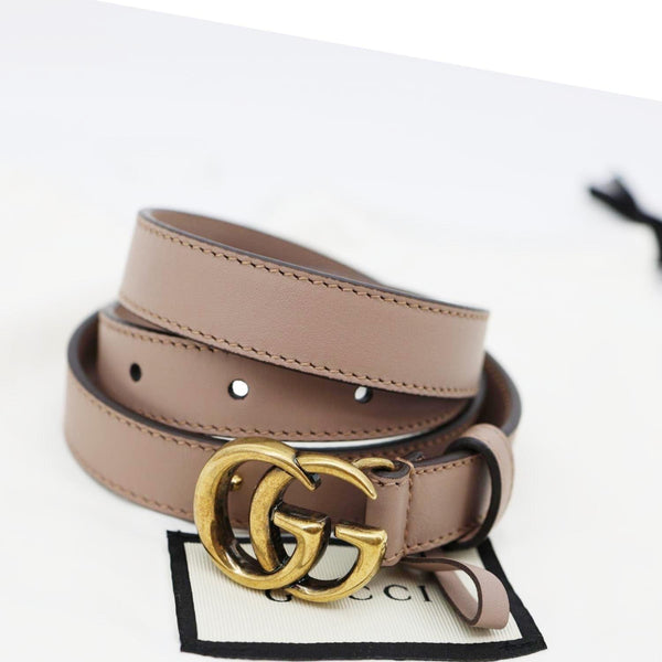 GUCCI GG Buckle Leather Belt Beige 525040 Size 85/34