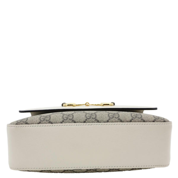 GUCCI Horsebit 1955 Small GG Supreme Canvas Shoulder Bag White 645454