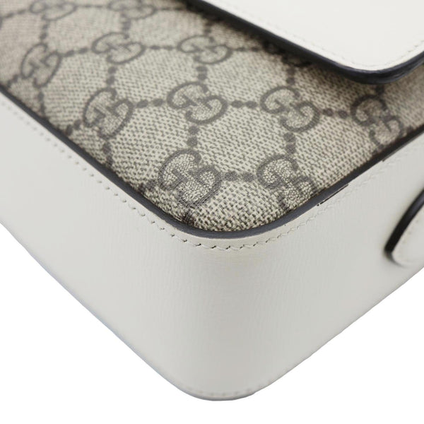 GUCCI Horsebit 1955 Small GG Supreme Canvas Shoulder Bag White 645454