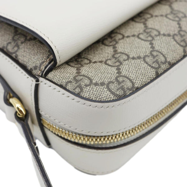GUCCI Horsebit 1955 Small GG Supreme Canvas Shoulder Bag White 645454