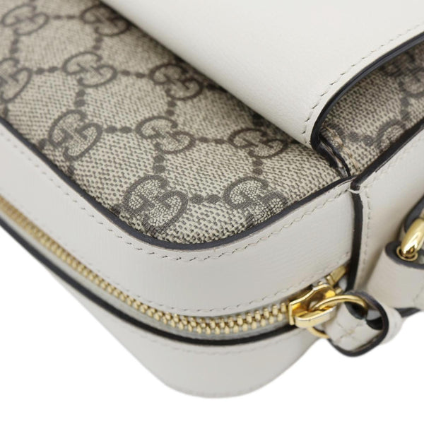 GUCCI Horsebit 1955 Small GG Supreme Canvas Shoulder Bag White 645454