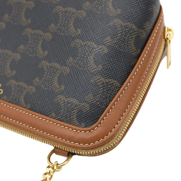 CELINE Triomphe Canvas Clutch On Chain Brown