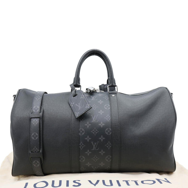 LOUIS VUITTON Keepall 50 Bandouliere Taigarama Travel Bag Black