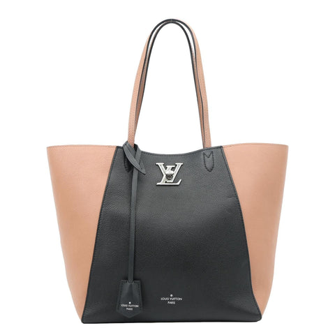 LOUIS VUITTON Lockme Cabas Leather Tote Bag Bois de Rose