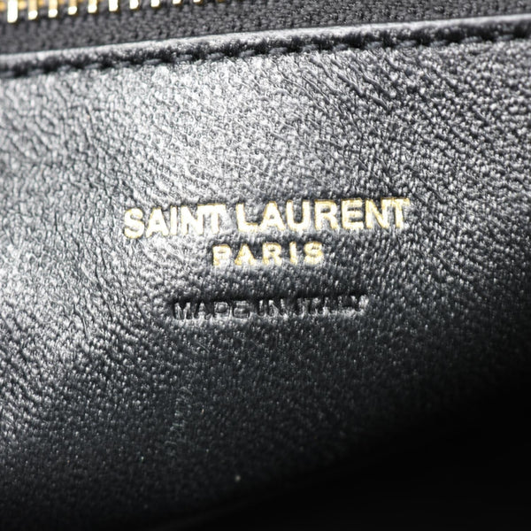 YVES SAINT LAURENT Cabas Baby Leather Tote Shoulder Bag Gray