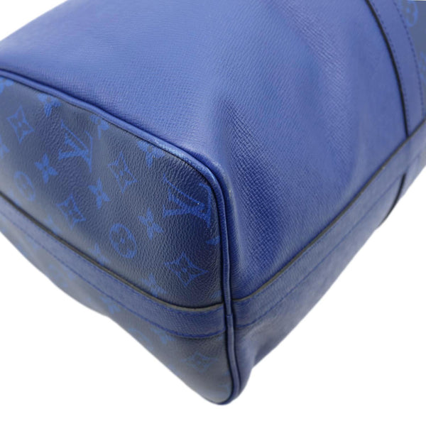 LOUIS VUITTON Keepall 50 Bandouliere Monogram Taiga Leather Travel Bag Blue