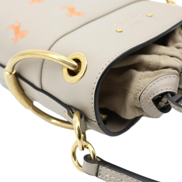 CHLOE Roy Little Horses Embroidered Leather Bucket Bag Beige