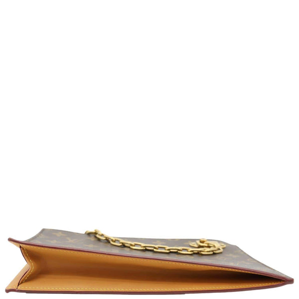 LOUIS VUITTON Legacy Monogram Canvas Chain Clutch Brown