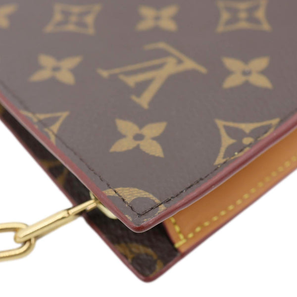 LOUIS VUITTON Legacy Monogram Canvas Chain Clutch Brown