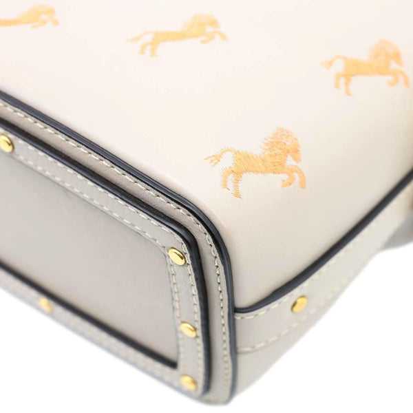 CHLOE Roy Little Horses Embroidered Leather Bucket Bag Beige