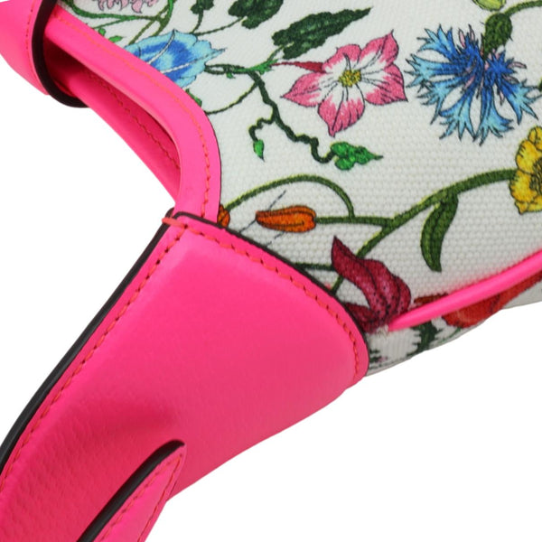 GUCCI Flora Jackie Medium Canvas Hobo Bag Pink 550152