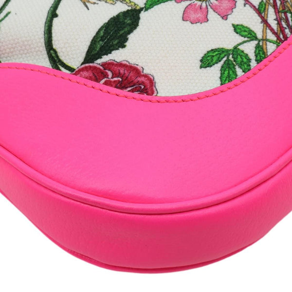 GUCCI Flora Jackie Medium Canvas Hobo Bag Pink 550152